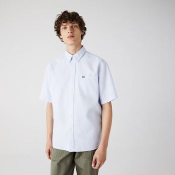 Lacoste Short-Sleeved Lightweight Cotton Shirt Pánské - Šortky Světle Blankyt / Bílé | CZ-LEVUIu